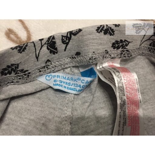 Primark 8-9 év 128-134 cm szürke, fekete virágmintás pamut lány legging- újszerű,hibátlan