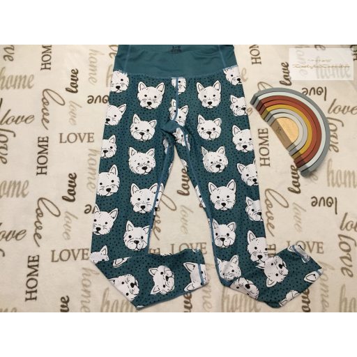 Rainbow S - es méret zöld, fehér kutya mintás lány sport legging - újszerű,hibátlan