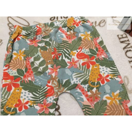 TU 9-12 hó  74-80 cm színes dzsungel-tigris mintás pamut lány legging - újszerű,hibátlan 