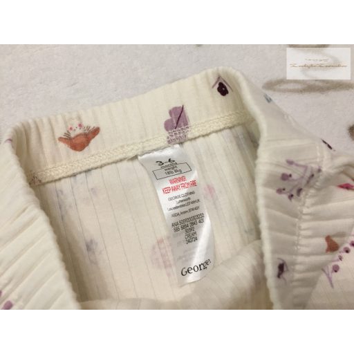 George 3-6 hó 62-68 cm színes gomba-falevél -virágmintás pamut lány legging-újszerű,hibátlan