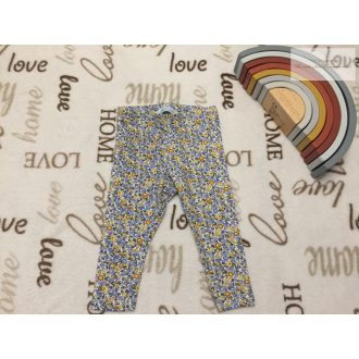  Primark 6-9 hó 74 cm kék - sárga virágmintás vékony pamut lány  legging - újszerű,hibátlan