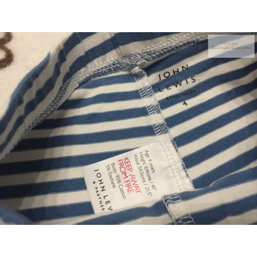 John Lewis 4 év 104 cm kék csíkos pamut lány legging- újszerű,hibátlan
