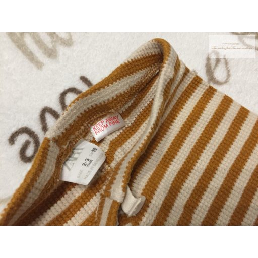 Zara 2-3 év 98 cm bézs-barna bordázott pamut fiú nadrág/ legging - újszerű, hibátlan - kisebb