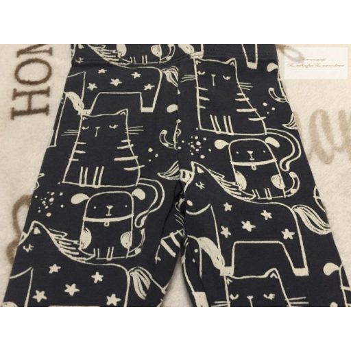 F§F up to 3 month  62 cm 6 kg szürke, cca-unikornis  mintás pamut lány legging - újszerű,hibátlan