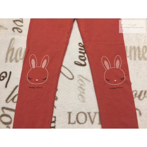 H§M 7-8 év 128 cm barna, térdén nyuszi mintás  pamut lány legging- új, csak lecímkézve