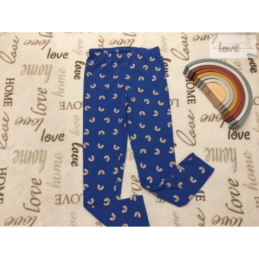 TU 9 év 134 cm kék, szivárvány mintás pamut lány legging újszerű,hibátlan
