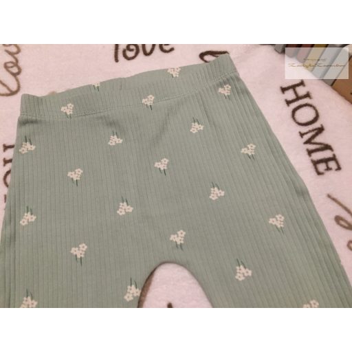 George 18  - 24 hó  86 - 92 cm zöld, fehér virágmintás pamut lány legging-újszerű,hibátlan
