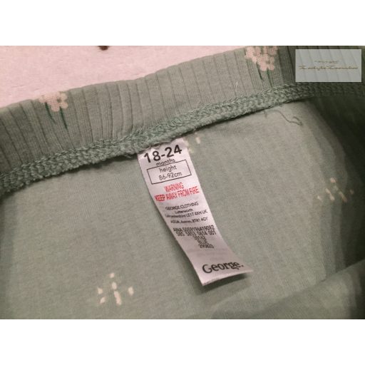 George 18  - 24 hó  86 - 92 cm zöld, fehér virágmintás pamut lány legging-újszerű,hibátlan