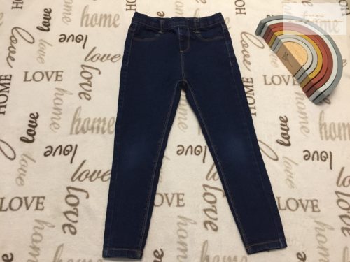 Denim 4-5 év 110 cm sötétkék pamutos farmer lány jegging - újszerű,hibátlan