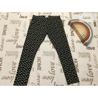   Next 8 év 128 cm fekete, apró fehér virágmintás pamut lány legging- újszerű,hibátlan