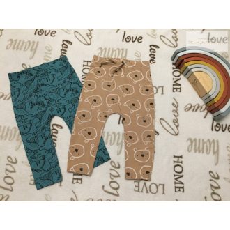   Matalan 6 - 9 hó 68 - 74 cm  zöld- barna, dinó-maci mintás vékony pamut fiú legging szett 2 db- újszerű,hibátlan 