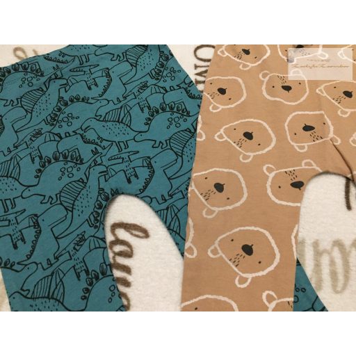 Matalan 6 - 9 hó 68 - 74 cm  zöld- barna, dinó-maci mintás vékony pamut fiú legging szett 2 db- újszerű,hibátlan 