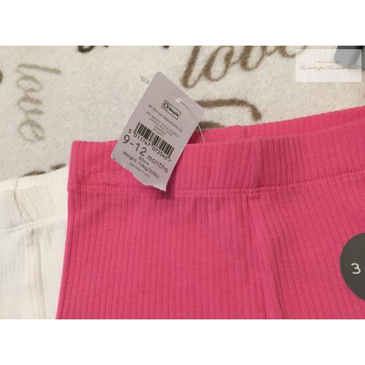 Nutmeg 9 - 12 hó 80 cm 10 kg pink-fehér-zöld vékony pamut lány  legging szett 3 db - új, címkés