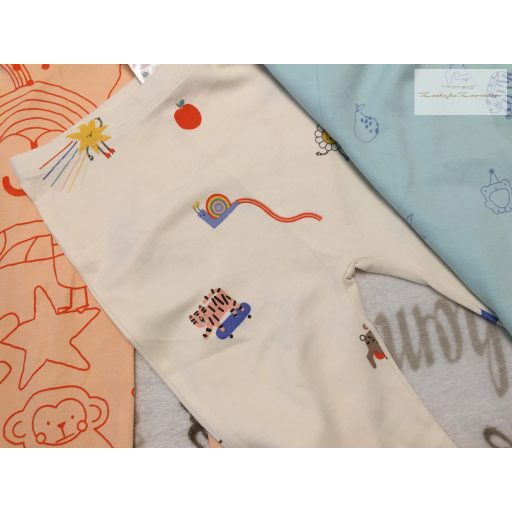 George 4  - 5  év 104 - 110  cm bézs - kék - narancssárga, állat  mintás pamut  legging szett 3 db  - új, címkés