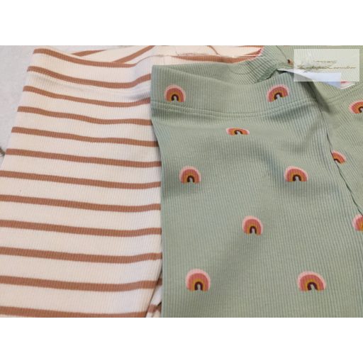 Next 3-4 év 104 cm  szivárvány mintás és csíkos pamut lány legging szett 2 db - új, szettet bontottam