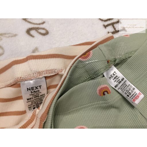 Next 3-4 év 104 cm  szivárvány mintás és csíkos pamut lány legging szett 2 db - új, szettet bontottam