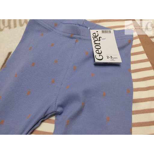 George 2-3 év 92-98  cm kék - barna, csíkos virágmintás pamut lány legging szett 3 db- új, címkés