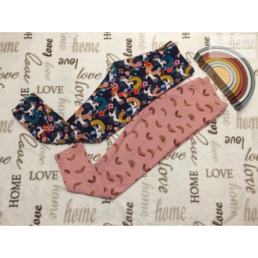 Next 12 év 152 cm sötétkék,unikornis és rózsaszín, szivárvány mintás pamut lány legging szett - újszerű,hibátlan