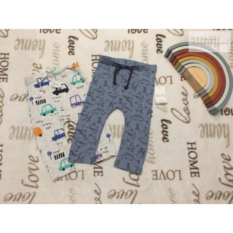  Matalan 3-6 hó 62-68 cm színes jármű és dinó mintás vékony pamut fiú legging szett 2 db--új, címkés