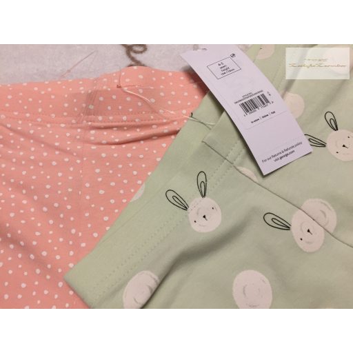 George 4  - 5  év 104 - 110  cm rózsaszín pöttyös és zöld, nyuszi  fej mintás pamut lány  legging - új, címkés