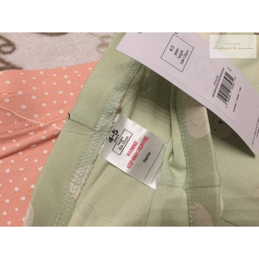 George 4  - 5  év 104 - 110  cm rózsaszín pöttyös és zöld, nyuszi  fej mintás pamut lány  legging - új, címkés
