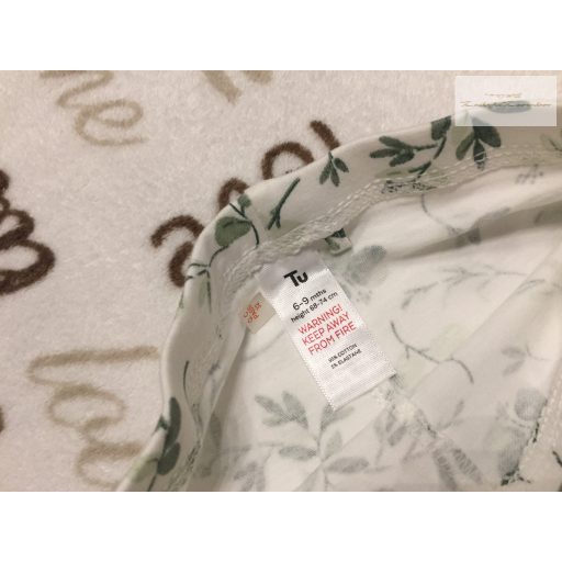 TU 6 - 9 hó 68-74 cm zöld levél mintás pamut lány legging- új, szettet bontottam -