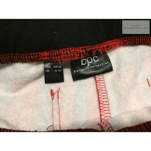 BPC 12-13 év 152-158 cm piros - fekete kockásbelül bolyhos pamut lány legging- újszerű,hibátlan