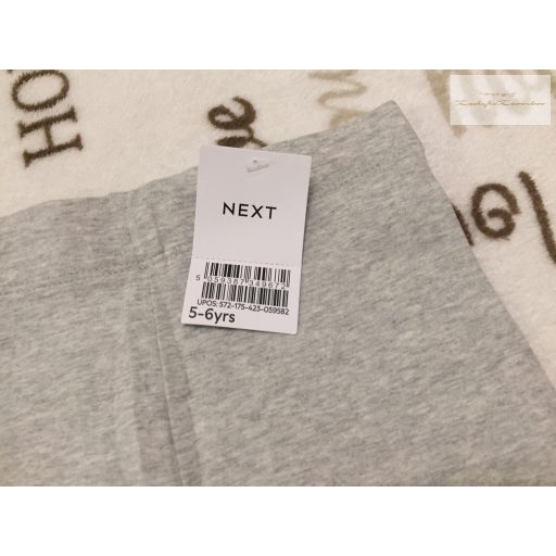 Next 5-6 év 116 cm szürke, szárán pici csipkés pamut lány legging - új, címkés