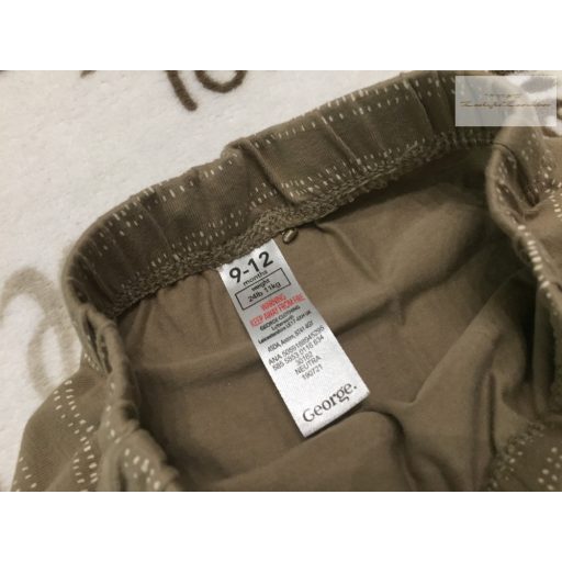 George 9 - 12 hó 74 - 80 cm  barna - fehér mintás vékony pamut fiú nadrág/ legging-újszerű,hibátlan