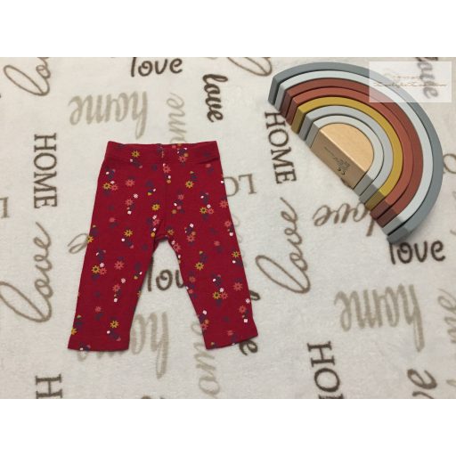F§F up to 1 month 56 cm piros, virágmintás pamut lány legging újszerű,hibátlan
