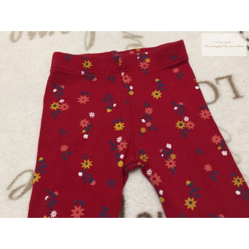 F§F up to 1 month 56 cm piros, virágmintás pamut lány legging újszerű,hibátlan