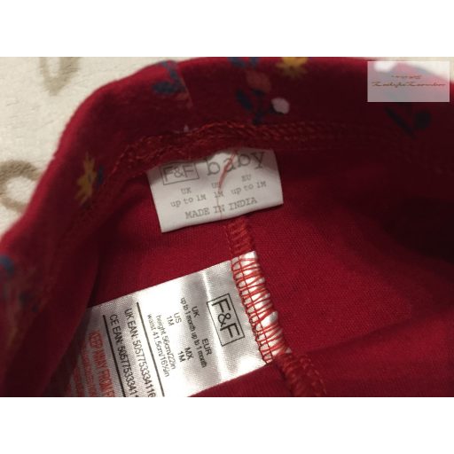 F§F up to 1 month 56 cm piros, virágmintás pamut lány legging újszerű,hibátlan