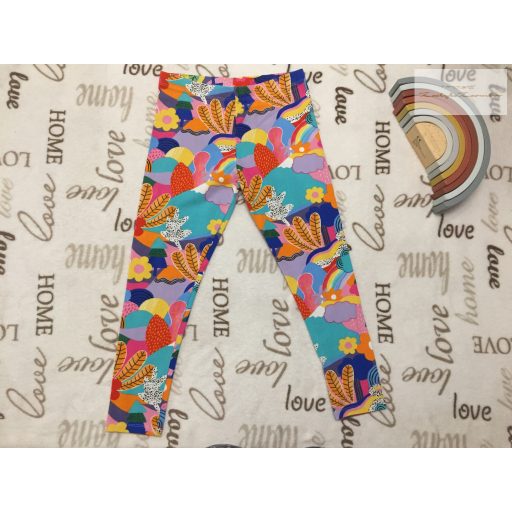 Next 9 év 134 cm színes virágmintás vastagabb pamut lány legging- újszerű,hibátlan