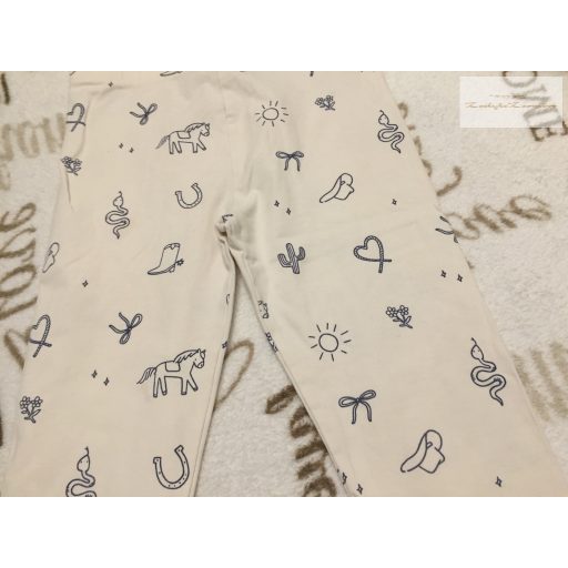George 7-8 év 122-128 cm bézs, kék mintás pamut lány legging  új, szettet bontottam