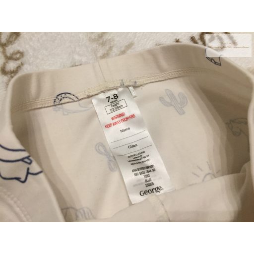 George 7-8 év 122-128 cm bézs, kék mintás pamut lány legging  új, szettet bontottam