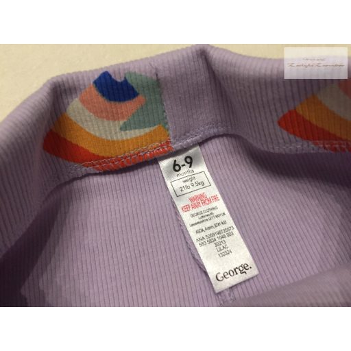 George 6-9 hó 68-74 cm lila, unikornis-szivárvány mintás pamut lány legging  -  újszerű, hibátlan