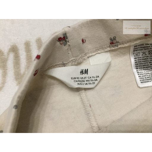 H§M 18-24 hó 92 cm  bézs, fagyöngy mintás pamut lány legging - újszerű, hibátlan