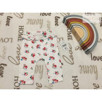   Matalan 0-3 hó 56 -62 cm fehér, virágmintás pici fodros vékony  pamut lány legging---új, címkés