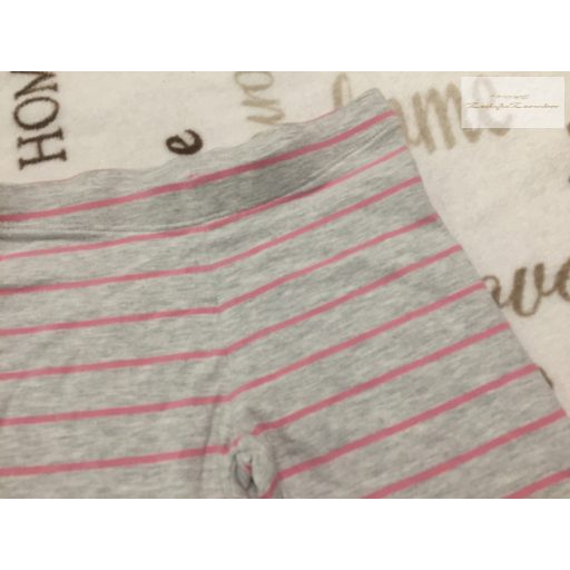 M§S 4-5 év 110 cm szürke, rózsaszín csíkos puha pamut lány legging--újszerű,hibátlan