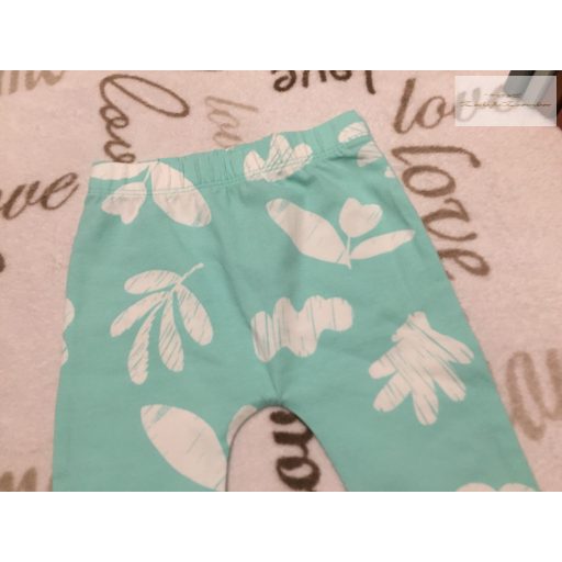 George 0 - 3 hó 56 -62 cm  halvány zöldes, fehér virágmintás  pamut lány legging-új, szettet bontottam