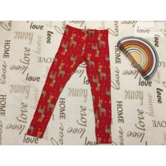   F§F 5-6 év 116 cm piros, rénszarvas  mintás pamut lány karácsonyi legging - újszerű,hibátlan
