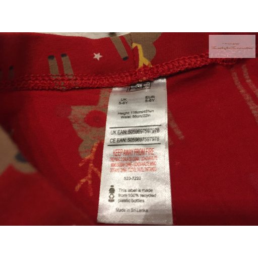 F§F 5-6 év 116 cm piros, rénszarvas  mintás pamut lány karácsonyi legging - újszerű,hibátlan