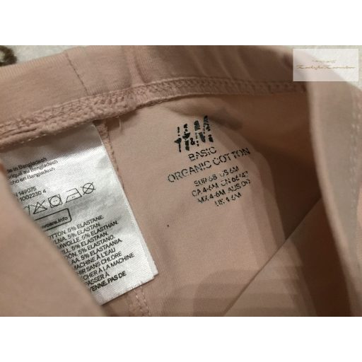 H§M 4-6 hó 68 cm tejeskévé alapon barna szív mintás pamut lány legging - újszerű, hibátlan