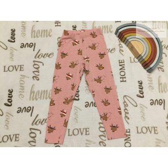   Nutmeg 3-4 év 104 cm rózsaszín, rénszarvas fej mintás  pamut lány legging - újszerű,hibátlan