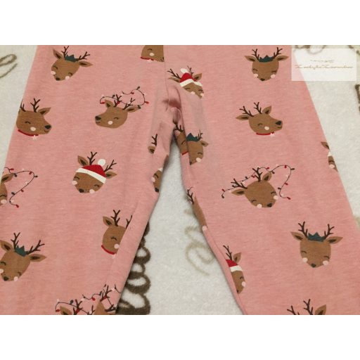 Nutmeg 3-4 év 104 cm rózsaszín, rénszarvas fej mintás  pamut lány legging - újszerű,hibátlan