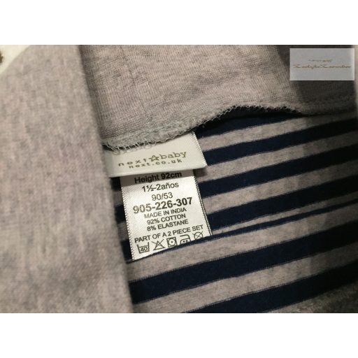 Next 18 - 24 hó 86-92 cm kék csíkos pamut fiú pocak nadrág/ legging-új, szettet bontottam