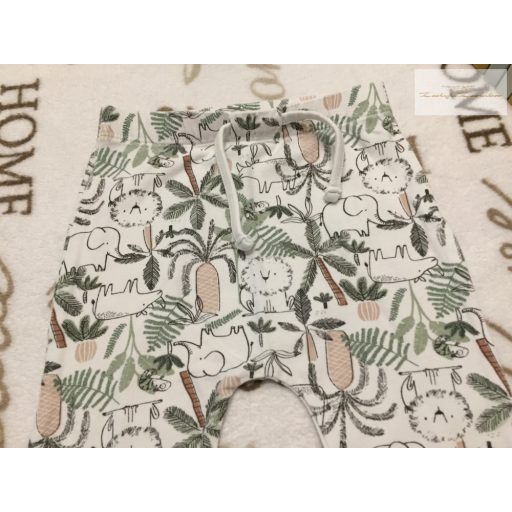 Matalan 6-9 hó 68-74 cm oroszlán- elefánt-dzsungel mintás nagyon vékony pamut fiú legging/ nadrág- újszerű,hibátlan