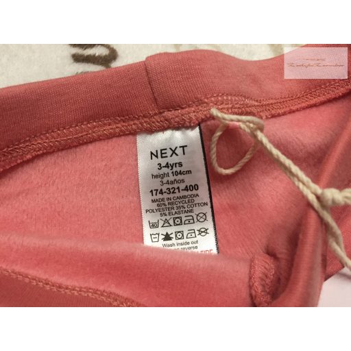 Next 3-4 év 104 cm rózsaszín, térdén maci fej mintás, polár béléses  lány legging-új, címkés