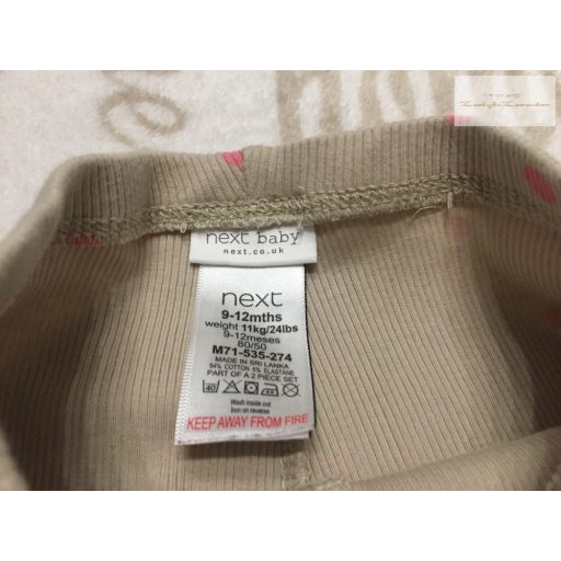 Next 9 - 12 hó 74-80 cm rózsaszín pöttyös bordázott pamut lány legging újszerű,hibátlan