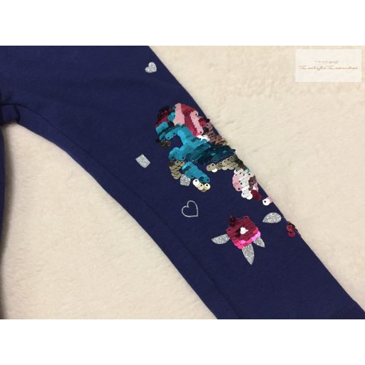 Infinity Kids 18-24 hó 86-92 cm sötétkék simizős unikornis mintás pamut lány legging- újszerű,hibátlan